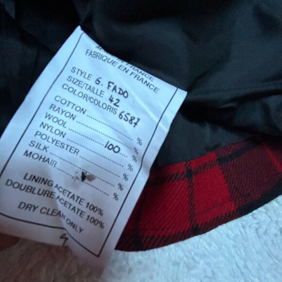 Jeannette Miner Paris Women's Button Down Red Tartan Plaid Wool Vest Size 42 - Picture 8 of 8
